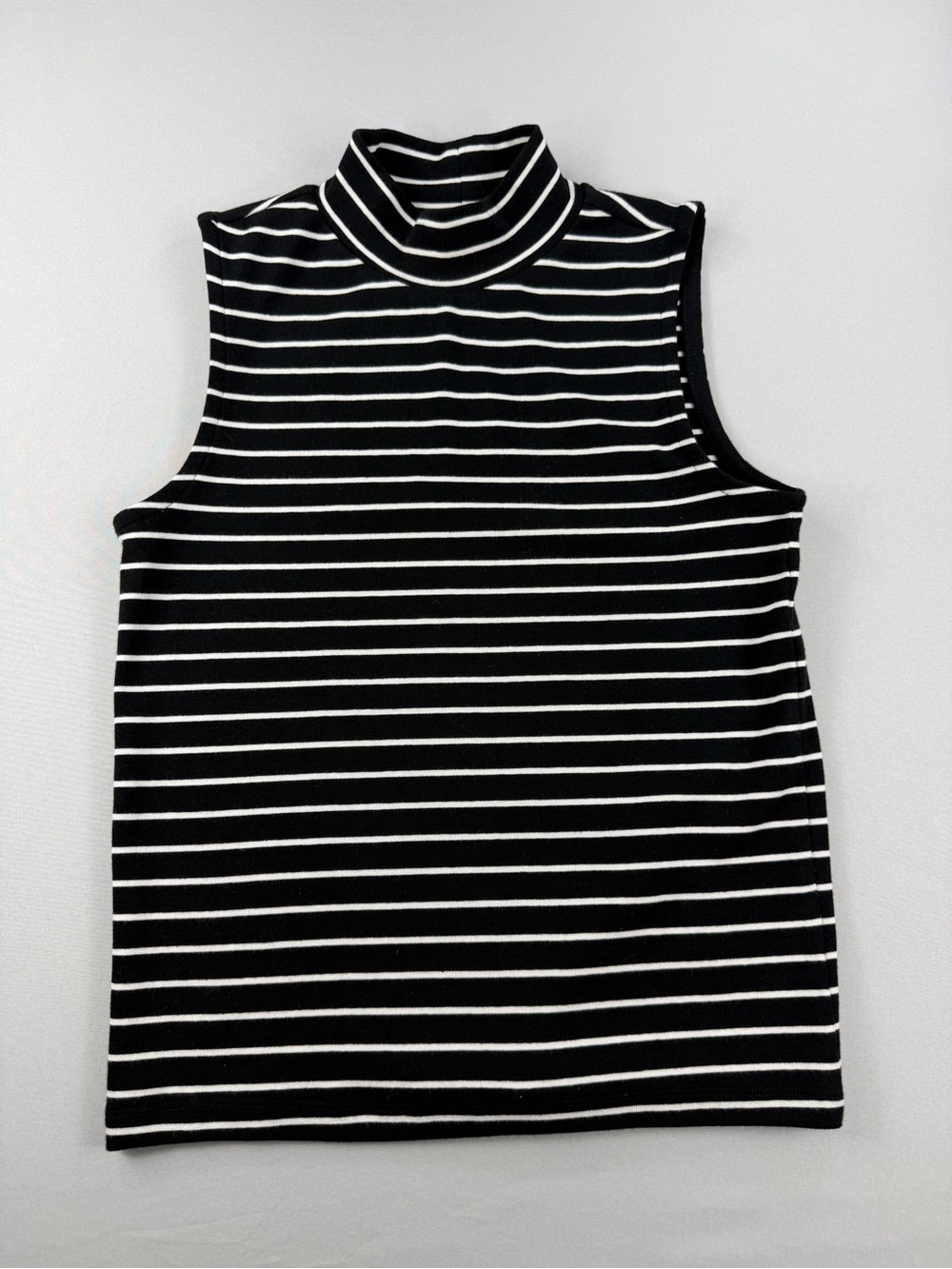GAP Modern Tank Black White Striped Mock Neck Sleeveless Top Small